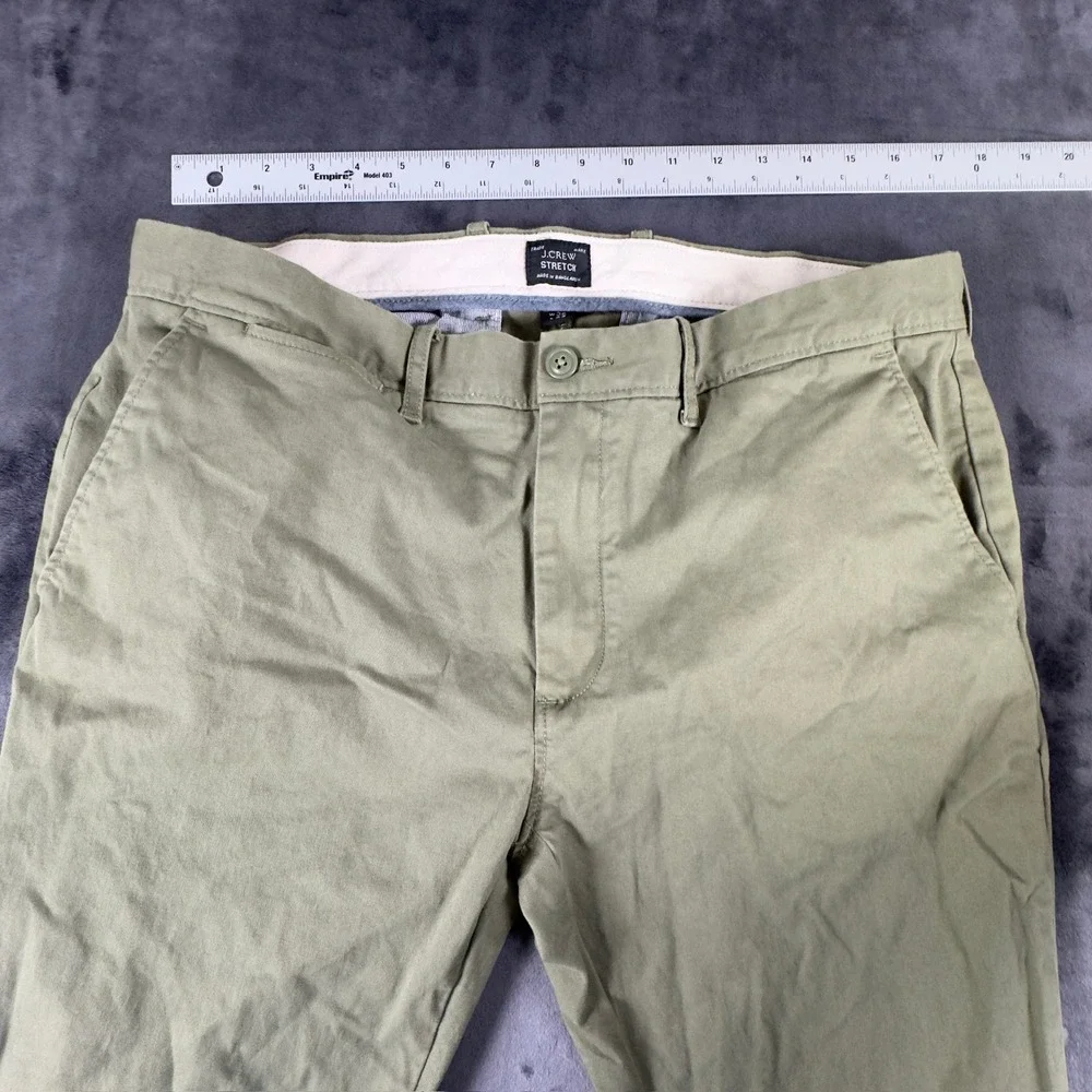 J.Crew Chino Pants Mens 36x32 Green Stretch Cotton Khaki Straight 2426